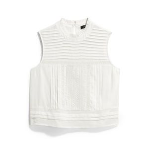 Embroidered pleat detail top